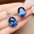 thumbnail image 5 of Womens Copper Geometric Ring with Simulated Dark Blue Zircon Diamond Treatment Round Female Jewelry Fashion Ring and Necklace Gift for Her, 5 of 5