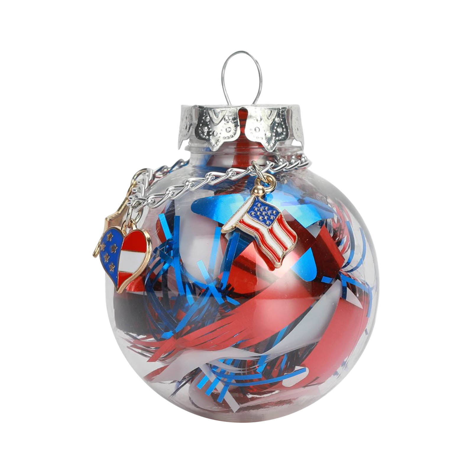 MINI Patriotic 4th Of July Plastic Ball Red White Blue Ornaments 1" 12 