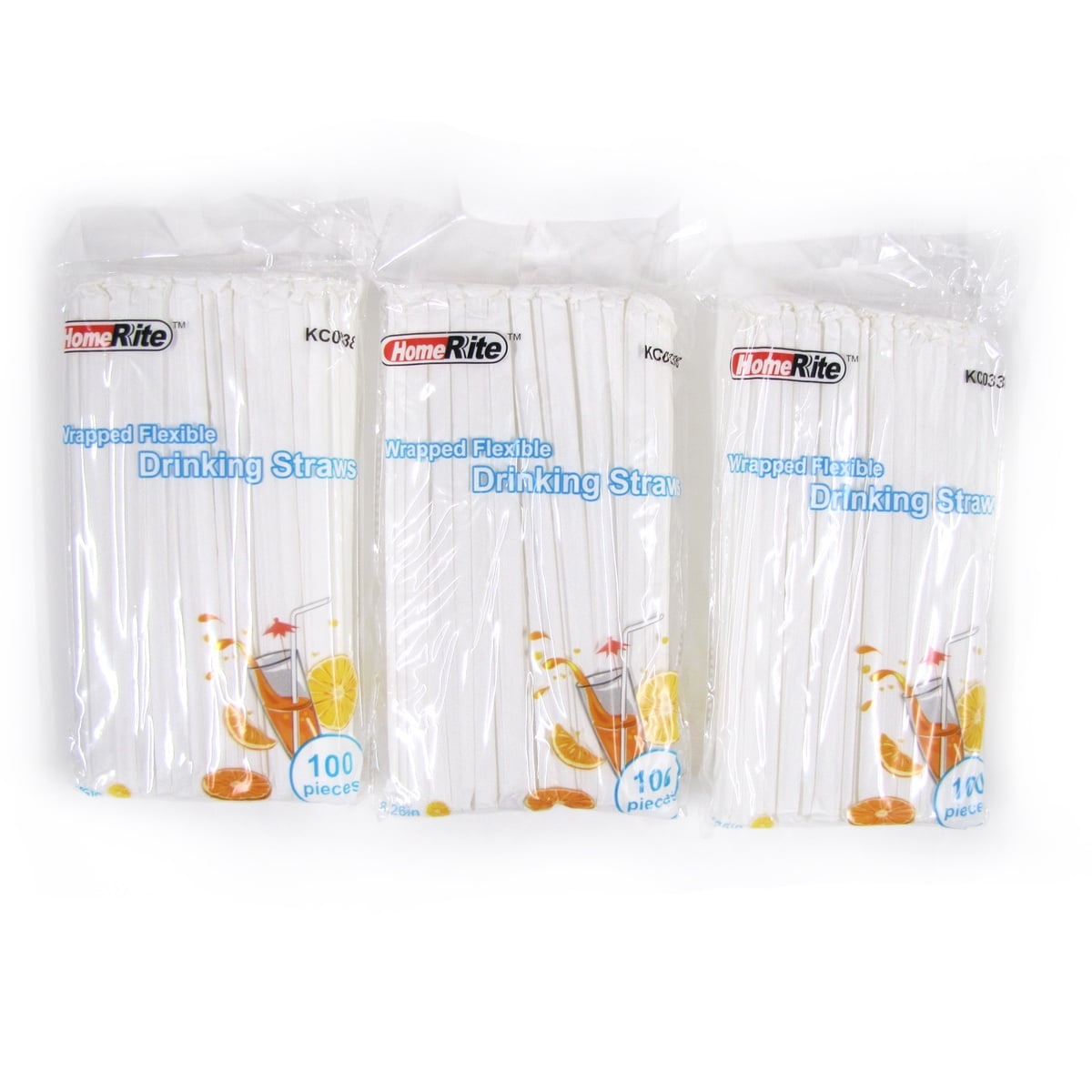 300 Bulk Pack Individually Wrapped Flexible Plastic Drinking Straws Pool Party Supply