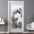 thumbnail image 2 of Grey Black Leaves Window Privacy Film, Summer Botanical Watercolor Leaf Static Cling UV Sun Blocking Heat Control Window Tint Day and Night, Non-Adhesive One Way Windows Privacy Cover 35.4''x78.7'', 2 of 7