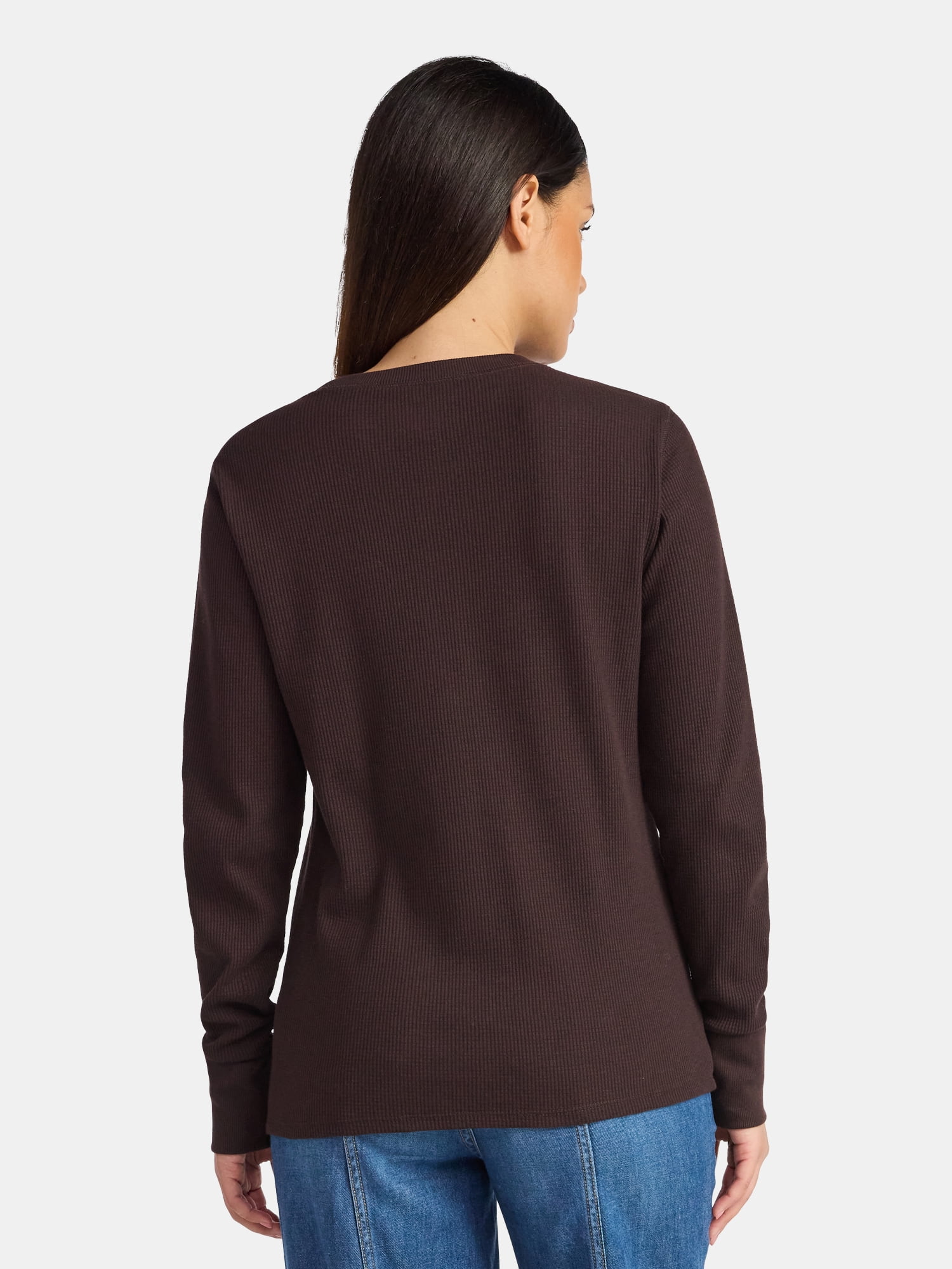 Time and Tru Women's Thermal Tee with Long Sleeves, Size XS-XXXL