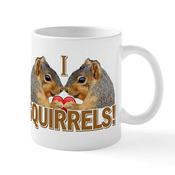 CafePress - I Heart / Love Squirrels! Mug - 11 oz Ceramic Mug - Novelty Coffee Tea Cup