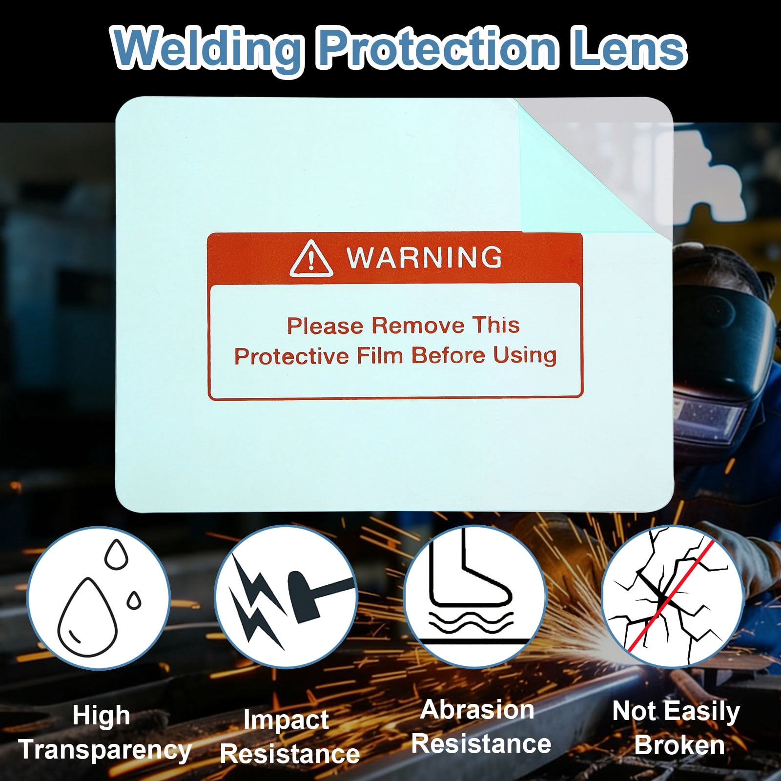 Uxcell 3-1/2 x 3-15/32 Inch Welding Protection Lens, 60 Pcs Clear PC Lens Cover Replacement Welding Helmet Hood Transparent Protective Covers Round Corner