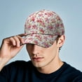thumbnail image 4 of Floral and Bee Artwork Baseball Cap – Vintage Botanical Adjustable Dad Hat with Artistic Watercolor Floral Print, 4 of 5
