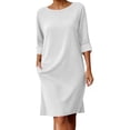 thumbnail image 2 of Asxite Summer Dresses for Women Casual Solid Textured Loose Breathable Midi Sundress, 2 of 5