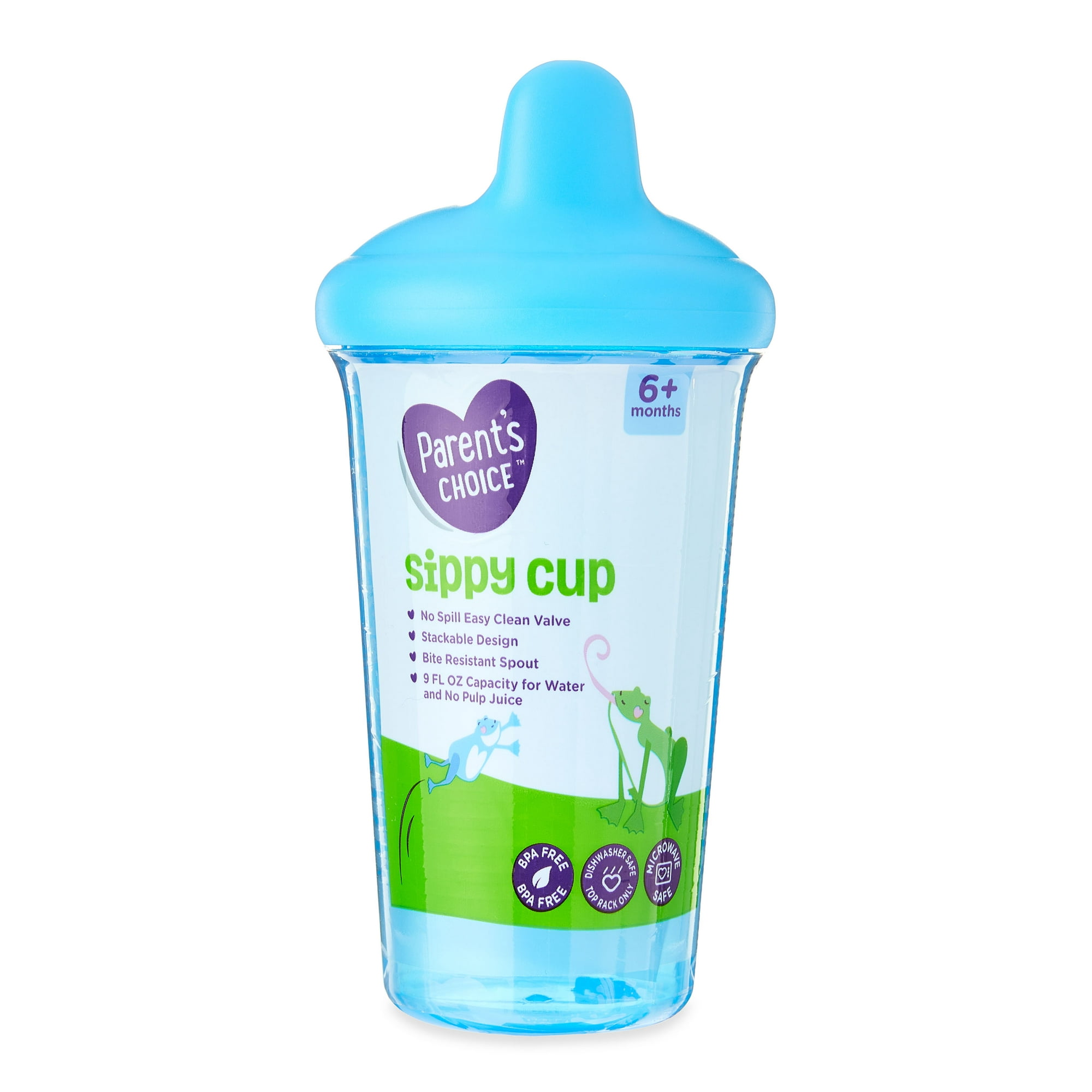 Vaso para bebé Parent's Choice con boquilla dura, 9 oz, 6 meses+, color azul 2