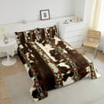 thumbnail image 2 of Cowhide Bedding Set Western Comforter Set Full,Brown Highland Cow Print Quilt Exotic Aztec Farmhouse Wild Animals Duvet Insert,Longhorn Skin Room Decor Cowboys Gifts for Men, 2 of 5