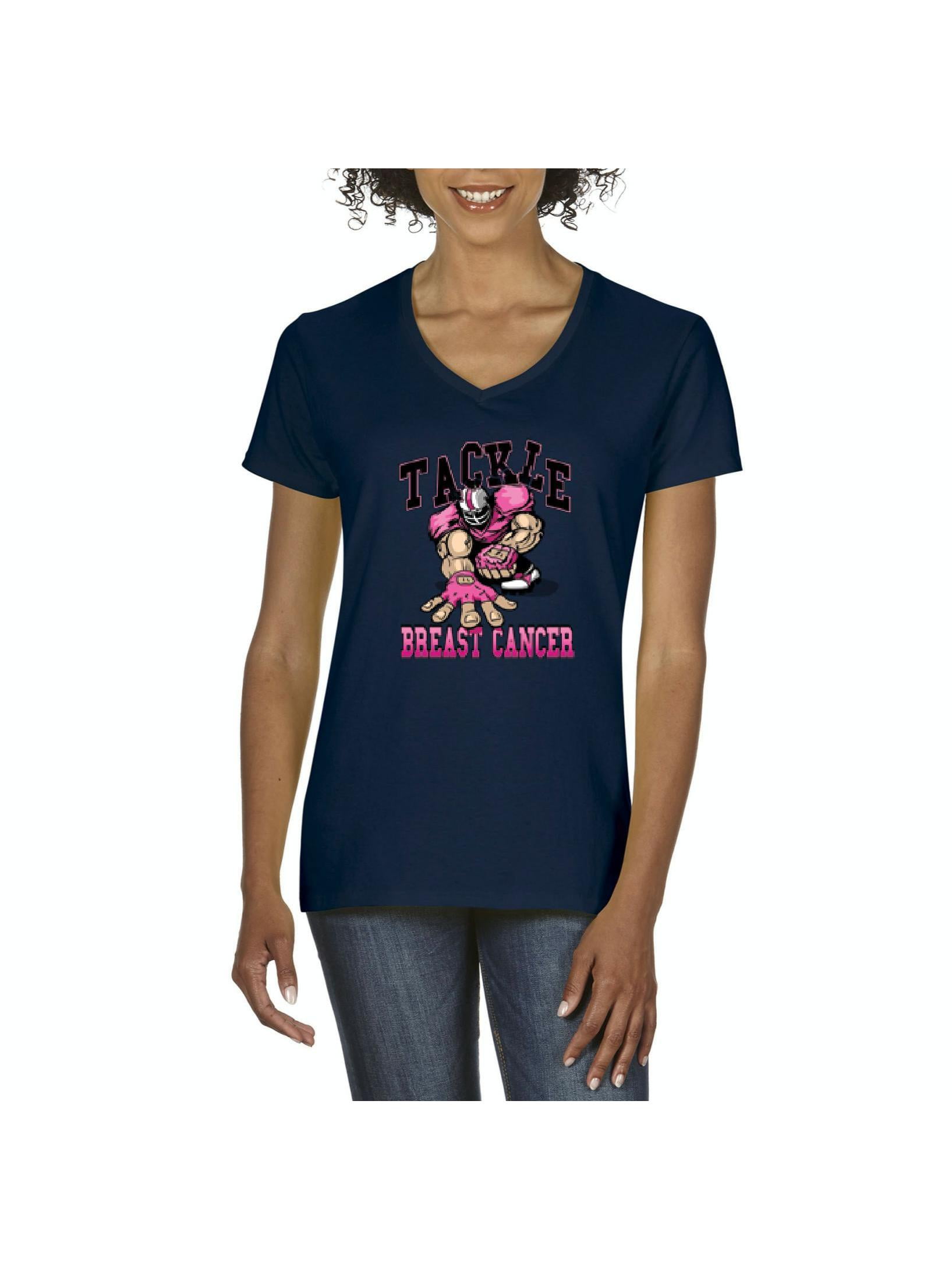 Mom's Favorite - Womens Cancer Awareness Tackle Breast Cancer V-Neck T-Shirt - Walmart.com 