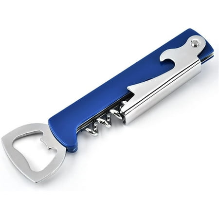 

can openers Stainless Steel Corkscrew Waiters Bottle Opener Beer Cap Opener Accessories Corkscrew (Color : Blue)