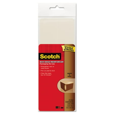 Scotch Box Edge Reinforcer, 3 x 8, Clear, 24/Pk