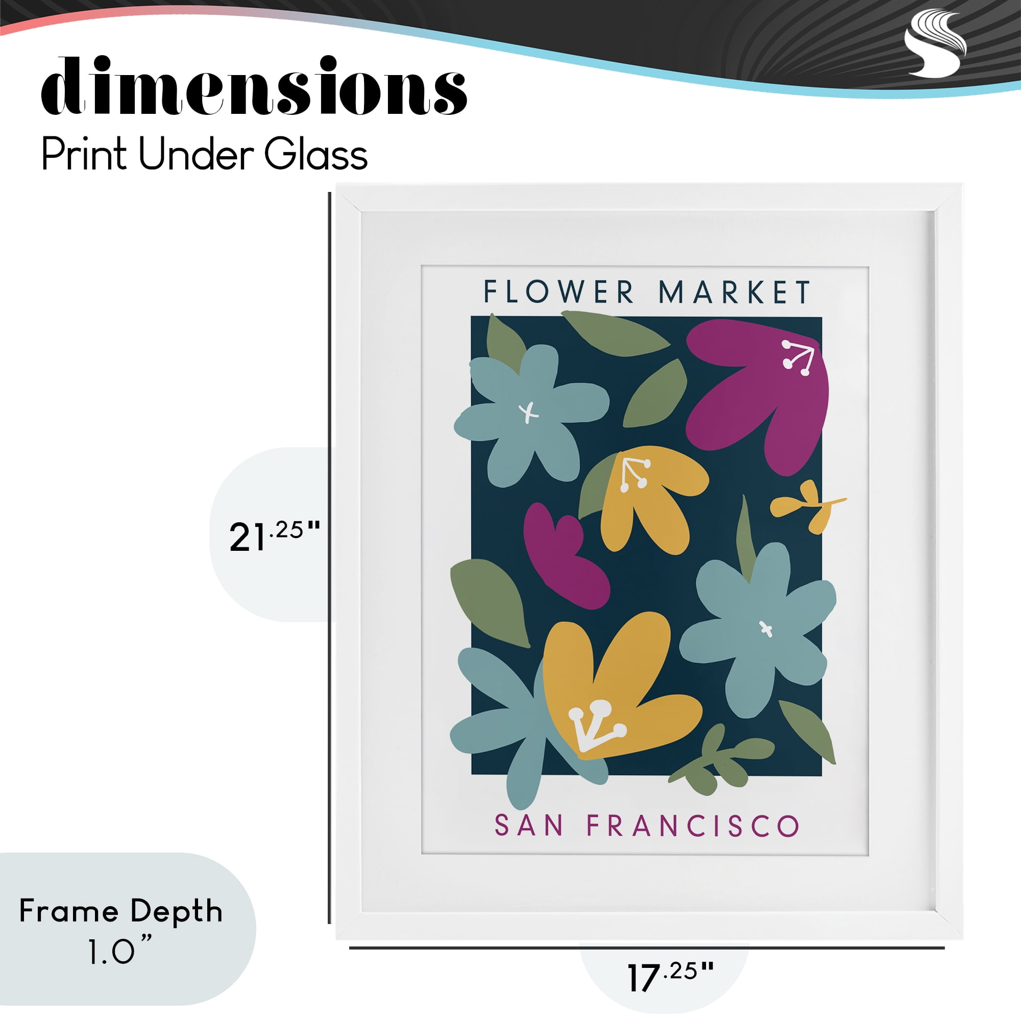 Stupell Industries Whimsical Flower Market White Framed Print Under Glass, design by Anna Quach