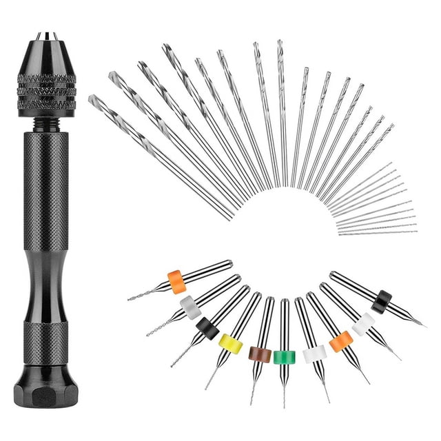 Juego de Taladros Manuales, 25 Brocas Helicoidales y 10 Mini Brocas para PCB, Herramienta de Perforación de Joyas para Arcilla Polimérica de Resina