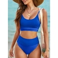 thumbnail image 6 of Eytino Bikini Set for Women Two Piece Swimsuit High Waisted Bathing Suits for Women Scoop Neck Adjustable Spaghetti Straps Bikini Swimwear Sky Blue M, 6 of 9