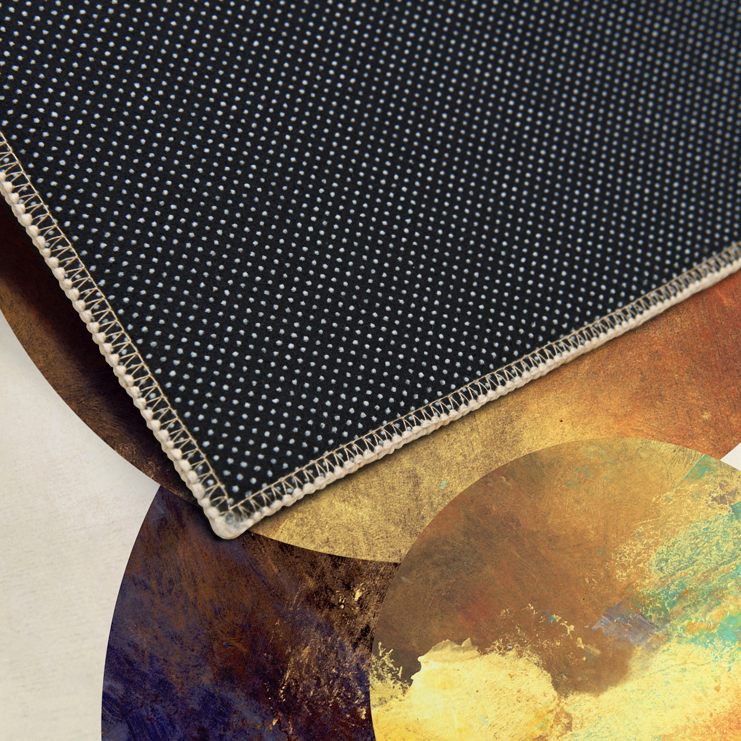 Patina Plates I Washable Geometric Art Area Rug size 8'x10', Power-loomed, Heavenly Softness with Non-Slipping Backing