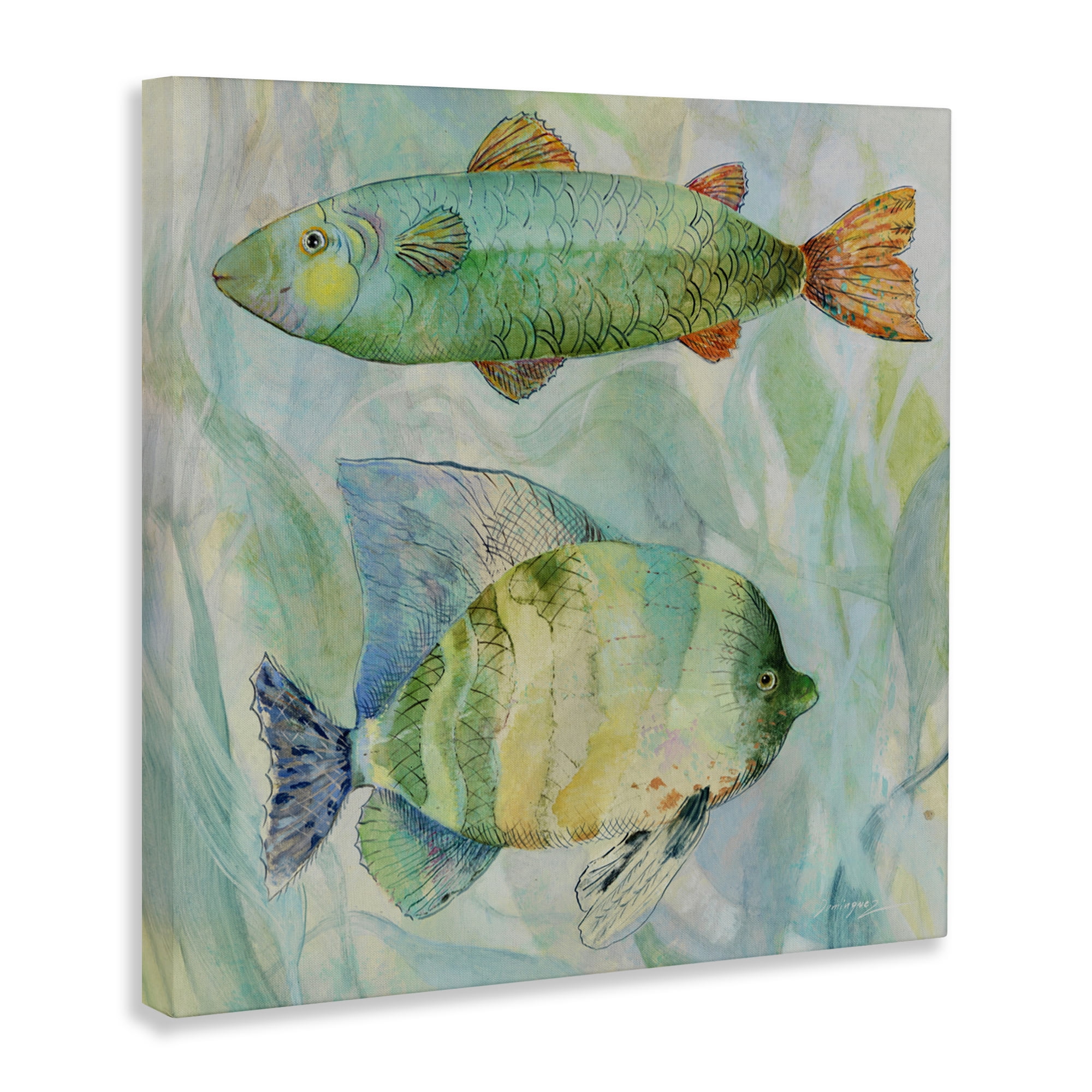 Stupell Industries Sweet Fish Duo Watercolor Canvas Wall Art, design by Lorenzo Collective