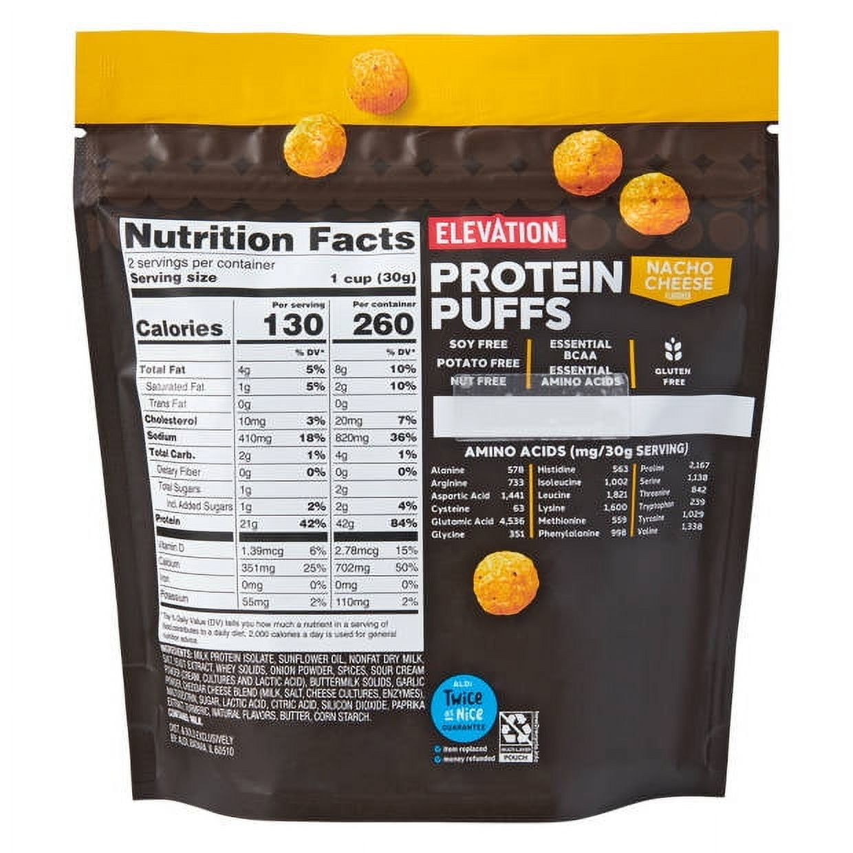 Elevation Nacho Cheese Protein Puffs, 2.1 oz