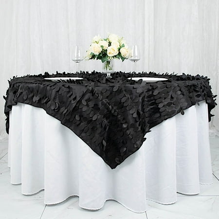 

BalsaCircle 72x72 in Black Taffeta Square Table Overlay 3D Leaves Petals Design Party Events Decorations Supplies