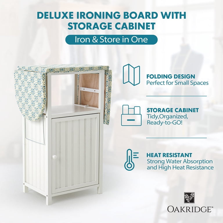 OakRidge Deluxe Ironing Board with Built-in Storage Station, Ideal