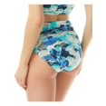 thumbnail image 2 of CARMEN MARC VALVO Women's Blue Printed Stretch Ruched Bikini Full Coverage High Waisted Swimsuit Bottom S, 2 of 2