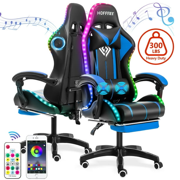 Hoffree Gaming Chair with Bluetooth Speakers and Footrest Massage
