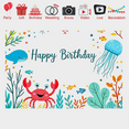 thumbnail image 6 of Under the Sea Themed Happy Birthday Background Banner Party Decoration Supplies Photography Props Birthday Party Backdrop Decorations for Kids Celebration Event Photo Booth Setup, 6 of 7