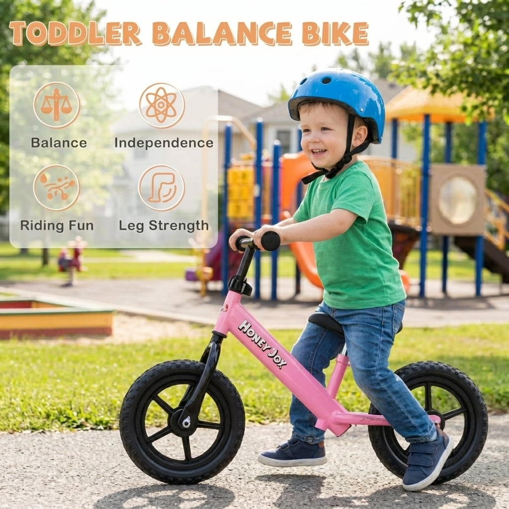 Redsmile Toddler Balance Bike for Ages 2-5, No Pedal Training Bike with Adjustable Seat and Handlebar, Lightweight Kids Balance Bike, Pink