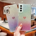 thumbnail image 3 of for Samsung Galaxy S21 FE 5G Case Holographic Iridescent, Gradient Bling Glitter Clear Women Phone Case with Camera Lens Cover Soft Shockproof Cute Heart S21 FE 5G Case 6.4" (Purple Heart), 3 of 6