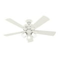 thumbnail image 2 of Hunter 52 inch Indoor Ceiling Fan with LED Lights and Pull Chain - White Ceiling Fan, 5 Blades, Standard Mount, For Bedroom, Living Room, or Kitchen, 3 inch Downrod - Crestfield 54204, Fresh White, 2 of 16