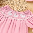 thumbnail image 6 of ZEHJUHAN Toddler Girls' Solid Color Dress Ruffle Short Sleeve Bunny Embroidery Dress with Headband Bow Pink，9-12M, 6 of 9