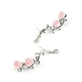 thumbnail image 4 of KDSJSXW Sterling Silver Earrings Studs Women's Style Style Earrings Vintage Women Rose Flower Branch Rhinestone Climber Crawler Earrings Ear Jewelry Womens Earrings (Silver,One Size), 4 of 4