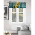 thumbnail image 2 of Sunflowers Kitchen Curtain Valances for Windows Farmhouse Short Curtains, Farmhouse Retro Botanical Floral Wooden Grain Rod Pocket Valance Curtain for Bedroom Cafe Living Room 54"x18", 2 of 8