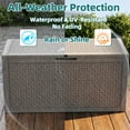 thumbnail image 3 of MINDYES 120 Gallon Resin Deck Box, Diamond Outdoor Storage Box for Patio Cushions, Pool Floats & Garden Tools, Beige, 3 of 8