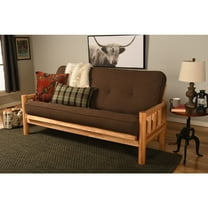 Kodiak Furniture Lodge Futon with Linen Fabric Mattress in Natural/Cocoa Brown