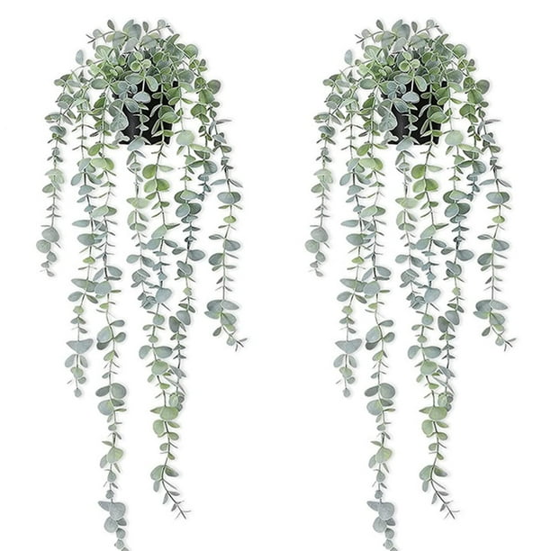 Plantas artificiales colgantes con macetas, 2 piezas de plantas artificiales.
