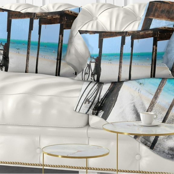 Designart 12" x 20" Blue Polyester Throw Pillow