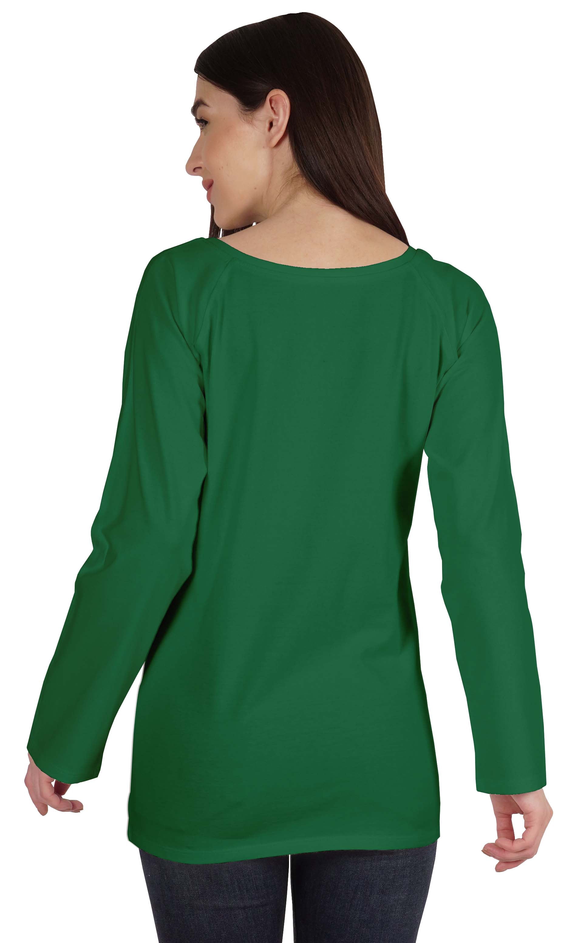 Inkmeso Solid Raglan Full Sleeve T-shirt For Women Scoop Neck Baseball Tee Casual Tops