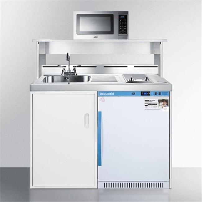 Summit C48elmcmw 48 In All In One Kitchenette With A Smooth Glass Cooktop 44 Momcube Breast Milk Refrigerator Microwave Sink With Faucet Storage Cabinet Walmart Com Walmart Com