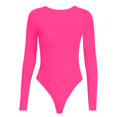 thumbnail image 6 of COMVALUE Long Sleeve Bodysuits for Women Crew Round Neck Basic Stretchy Slim Fit Body Suit Tops 2026 (Hot Pink, M), 6 of 6