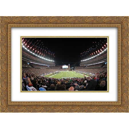 Gillette Stadium Framed - Gillette Stadium 2x Matted 24x20 Gold Ornate Framed Art Print from the Stadium Series