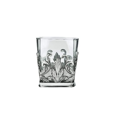 - Denizli Medieval Drinking Glass, Crystal Glass With Pewter, Square Silver Leaves