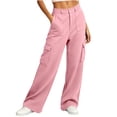 thumbnail image 5 of HomeDM Wide Leg Sweatpants for Women Baggy Casual Athletic Jogger Pink Lounge Pants for Running Workout Size 2XL, 5 of 7