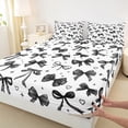 thumbnail image 3 of Manfei Teens Children Cartoon Ribbon Bowtie 4pcs Bed Sheets,Black White King Sheets,Love Heart Print Super Cozy Sheet Set,Ultra Soft Home Decor, 3 of 7