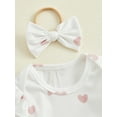 thumbnail image 6 of Elippeo Baby Girls 3Pcs Spring Outfits 3 6 9 12 18 24 Months Heart Print Romper + Suspender Skirt + Headband Set Newborn Clothes, 6 of 10