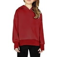 thumbnail image 2 of Dakiuu 5-14Y Girls Oversized Hoodies Fashion Long Sleeve Drop Shoulder Pullover Sweatshirts Kids Casual Outfits Spring Fall Winter Clothes Red 9-10 Years (140), 2 of 6