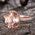 thumbnail image 3 of 11x9mm Oval 4.5 carat Morganite Engagement Ring Diamond Moissanite Wedding Ring 10k Rose Gold Filigree Retro Vintage Floral Set, 3 of 6