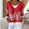 thumbnail image 2 of Women's Fashion Long Sleeve Christmas Snowman Snowflake Print Jacket Cardigan for Holiday Party and Casual Daily Wear,Vermilion,S, 2 of 4