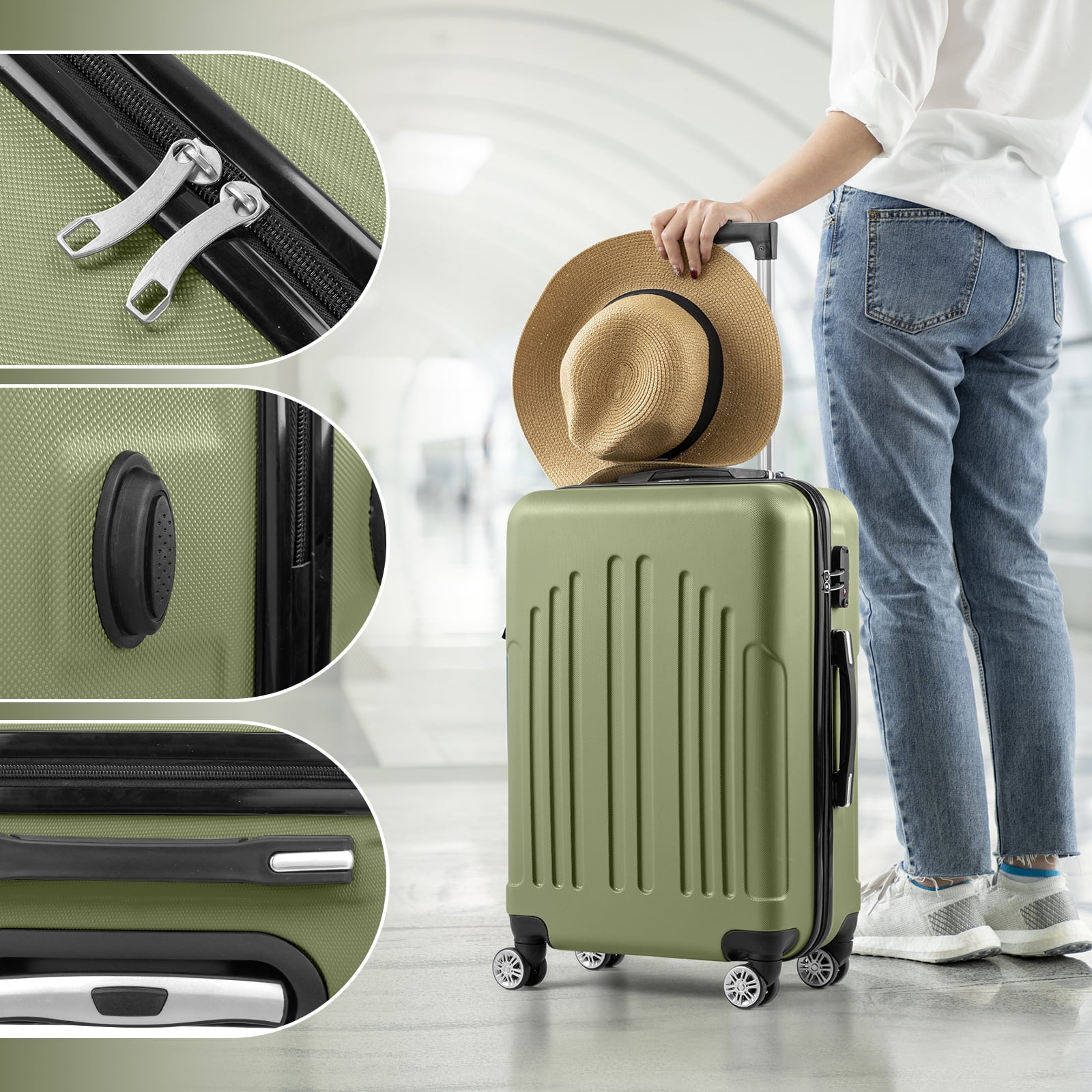 Zimtown 3-Piece Nested Spinner Luggage Set with TSA Lock, Sage Green, Productos de Viaje - Walmart.com Zimtown 3-Piece Nested Spinner Luggage Set with TSA Lock, Sage Green, Productos de Viaje - Walmart.com