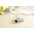 thumbnail image 4 of Gem Stone King 925 Sterling Silver Ring Round Red Created Ruby and Moissanite (1.15 Cttw, Size 8), 4 of 5
