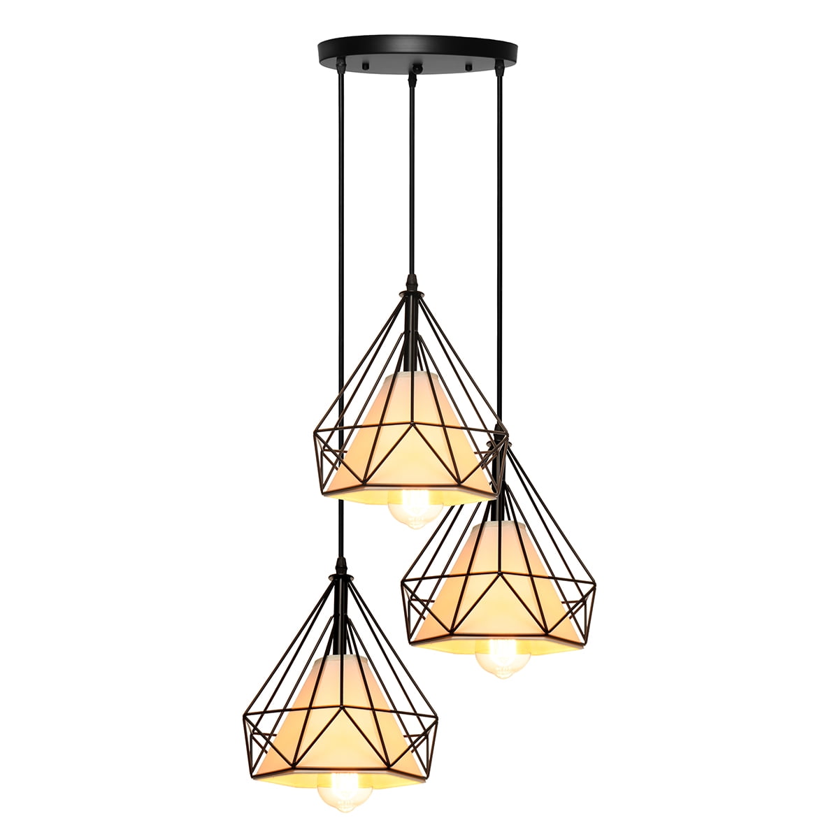 PINNKL Pendant Light Fixtures, Hollow Geometric Lampshade, Industrial  Hanging Pendant Lighting for Dining Room Bedroom, Metal Cage Pendant  Ceiling Lamp, 1Pack, Warm Light (Color : Green) : : Lighting