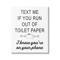 Stupell Industries No Toilet Paper Humorous Bathroom Fancy Lettering Graphic Art Gallery Wrapped Canvas Print Wall Art, Design by Lettered and Lined